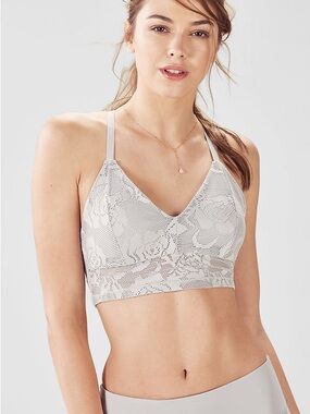 Fabletics Mariana Mesh Midi Bra Mineral Small Lace Overlay